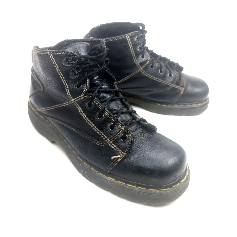 VTG Dr. Martens Men’s England 8A07 Leather Boots Size 13 UK 12 Black Chunky Y2K